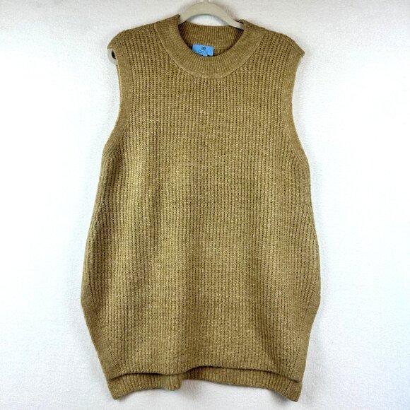 CeCe Tan Chunky Knit Sweater Vest Size Small Slouchy Pullover Boho Lagenlook - Picture 1 of 11